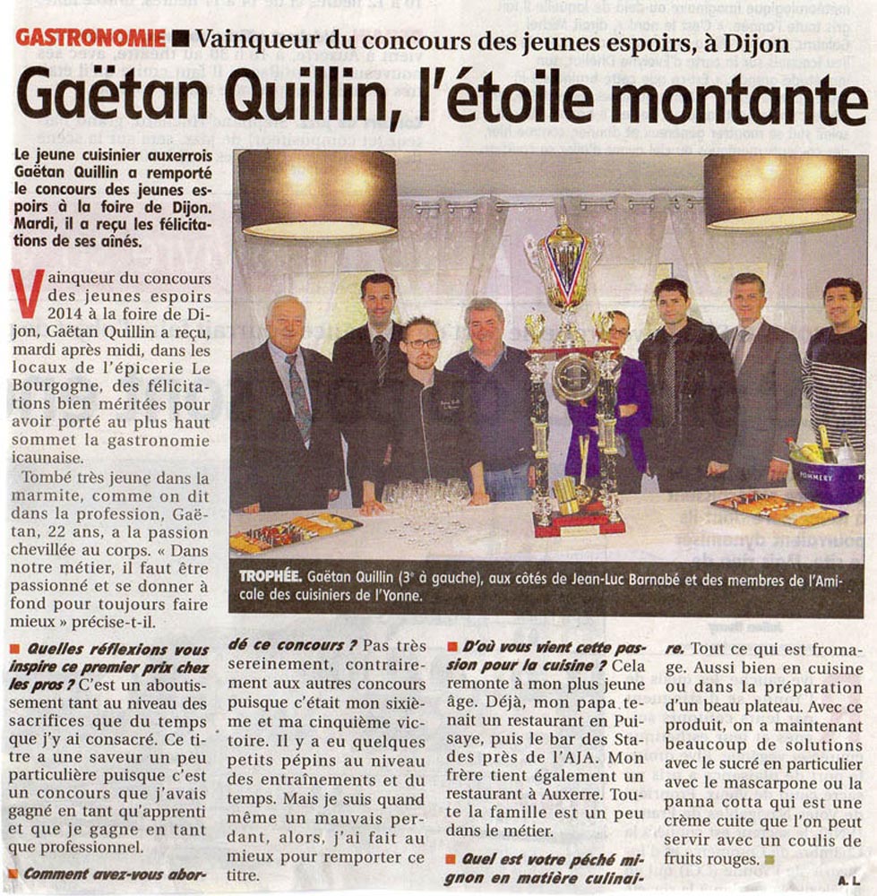 2014-Gaetan Quillin Lauréat concours des jeunes espoirs 2014